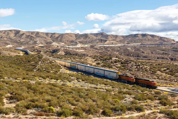 stock image Los Angeles, United States - November 3, 2022 BNSF Railway freight train at Cajon Pass near Los Angeles, United States.