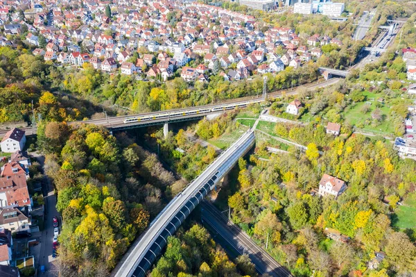 Stuttgart Almanya Ekim 2022 Stuttgart Almanya Gubahn Hava Manzaralı Bir — Stok fotoğraf