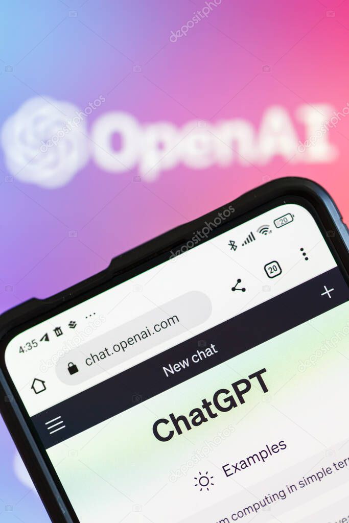 Stuttgart, Germany - April 14, 2023 ChatGPT artificial intelligence AI Chat GPT with OpenAI logo portrait format in Stuttgart, Germany.