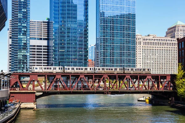 Chicago Abd Mayıs 2023 Chicago Yükseltilmiş Metro Hızlı Tren Toplu — Stok fotoğraf