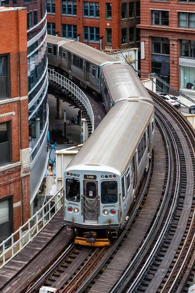 Chicago Usa Maj 2023 Chicago Förhöjd Metro Snabba Tåg Transit — Stockfoto