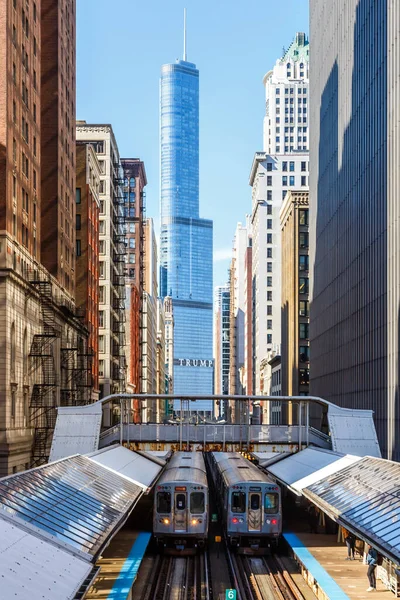 Chicago Abd Mayıs 2023 Chicago Yükseltilmiş Metro Hızlı Tren Treni — Stok fotoğraf