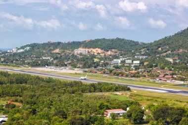 Ko Samui, Tayland - 10 Şubat 2023: Tayland 'da Ko Samui Havaalanı (USM).