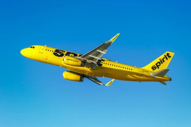 Los Angeles, ABD - 3 Kasım 2022: Spirit Airbus A320 uçağı Los Angeles Havaalanında (LAX).