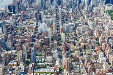 New York City gökdeleni. ABD 'de Manhattan Emlak Havacılık Görünümü.