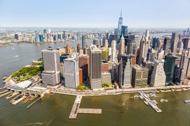 New York City gökyüzü manzaralı Manhattan 'ın ABD' deki Dünya Ticaret Merkezi gökdeleniyle fotoğrafı