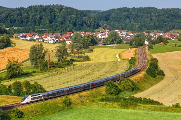 Lonsee Alemanha Julho 2021 Ferrovia Alta Velocidade Tgv Duplex Filstalbahn — Fotografia de Stock