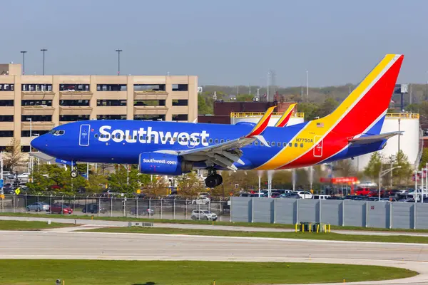 Σικάγο Ηνωμένες Πολιτείες Μαΐου 2023 Southwest Boeing 737 700 Αεροπλάνο — Φωτογραφία Αρχείου