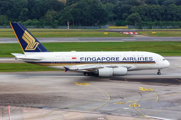 Changi Singapore February 2023 Singapore Airlines Airbus A380 800 Airplane — Stock Photo, Image