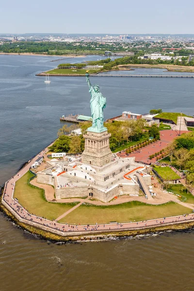 New York City Statue Liberty Aerial View Photo Portrait Format — стоковое фото