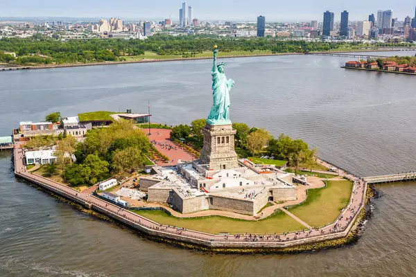 New York City Freiheitsstatue Luftaufnahme Den Vereinigten Staaten Stockbild