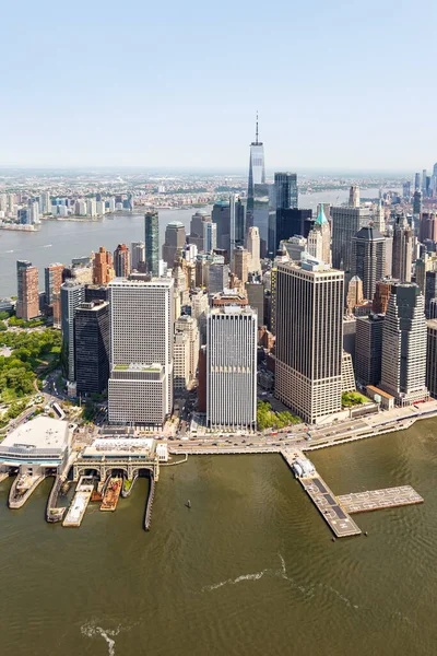 Vista Aérea Del Horizonte Ciudad Nueva York Manhattan Con Formato — Foto de Stock