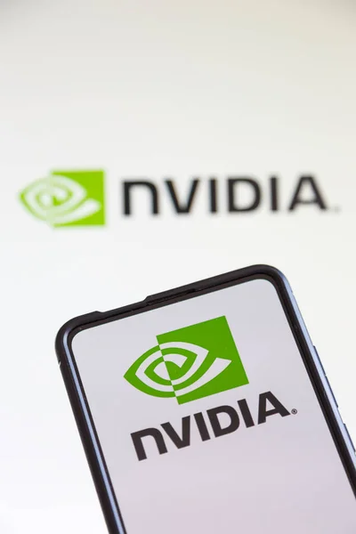 Stuttgart Tyskland Juli 2023 Nvidia Logo För Programvaruföretaget Som Designar — Stockfoto