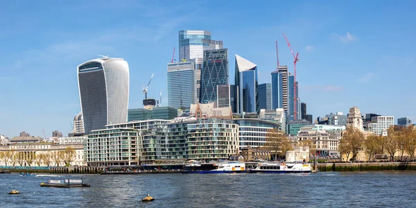 London City Skyline Med Skyskrapor Finansdistriktet Vid Thames River Panorama — Stockfoto