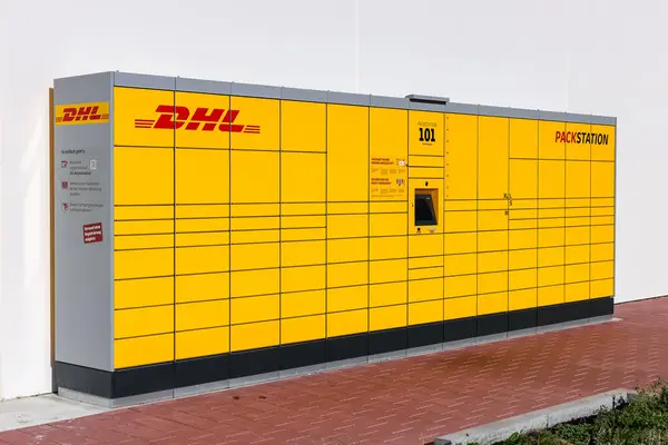 Stuttgart Germany July 2023 Dhl Packstation Parcel Locker Automated Postal — Stock Photo, Image