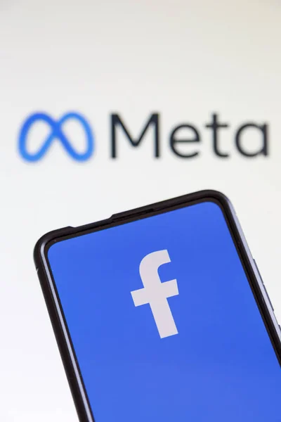 Stuttgart Tyskland Juli 2023 Facebook Och Meta Logo Sociala Medier Royaltyfria Stockfoton