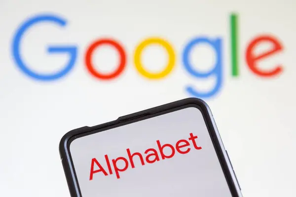 Στουτγάρδη Γερμανία Ιουλίου 2023 Λογότυπο Google Και Alphabet Του Κατασκευαστή Εικόνα Αρχείου