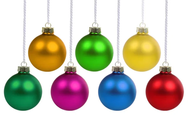 Christmas Balls Baubles Decoration Hanging Isolated White Background — Stock Photo, Image