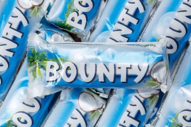 Stuttgart, Almanya - 10 Kasım 2023: Mars Inc. 'den Ödül çikolataları Almanya' nın Stuttgart şehrinde arka plan olarak kullanıldı.