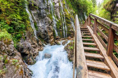 Wimbachklamm Wimbach canyon in the Bavarian Alps in Ramsau Bavaria near Berchtesgaden, Germany clipart