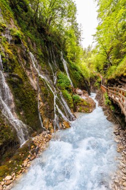 Wimbachklamm Wimbach canyon in the Bavarian Alps portrait format in Ramsau Bavaria near Berchtesgaden, Germany clipart