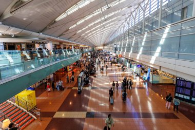 Tokyo, Japonya - 6 Ekim 2023: Tokyo Haneda Havaalanı Terminali (HND).