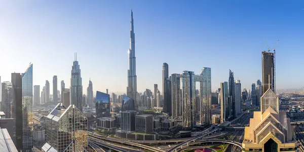 stock image Dubai Burj Khalifa skyline tallest building in the world panorama top view downtown architecture