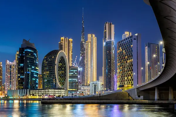 stock image Dubai Burj Khalifa skyline tallest building in the world at twilight downtown in United Arab Emirates