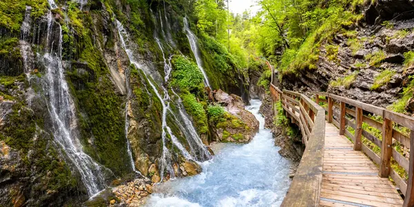 Stock image Wimbachklamm Wimbach canyon in the Bavarian Alps panorama in Ramsau Bavaria near Berchtesgaden, Germany