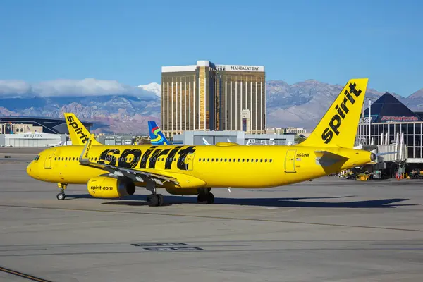 stock image Las Vegas, United States - November 9, 2022: Spirit Airbus A321 airplane at Las Vegas Airport (LAS) in the United States.