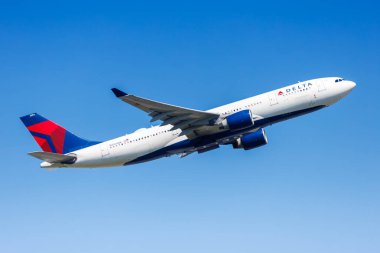 Frankfurt, Germany - May 14, 2024: Delta Airbus A330-200 airplane at Frankfurt Airport (FRA) in Germany. clipart