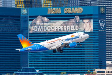 Las Vegas, ABD - 13 Ekim 2024: Allegiant Air Airbus A319 uçağı ABD 'deki Las Vegas Havaalanında.