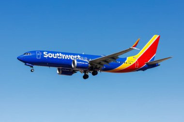 Las Vegas, ABD - 15 Ekim 2024: Southwest Airlines Boeing 737-8 MAX uçağı, Las Vegas Havaalanı, ABD.