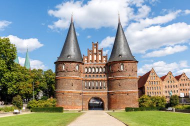 Holsten Gate Holstentor Hanseatic şehri Lubeck, Almanya