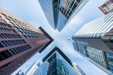 Frankfurt gökdelenleri. Frankfurt, Almanya 'daki modern iş binaları.