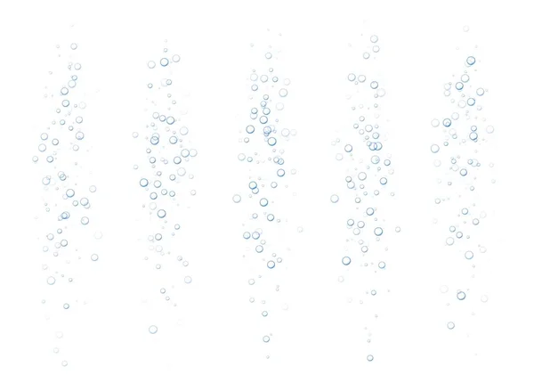 水中の発泡泡 ソーダまたはシャンパン炭酸飲料 白地に隔離された輝く水 熱い飲み物だ 水族館 海の泡ベクトル図 — ストックベクタ