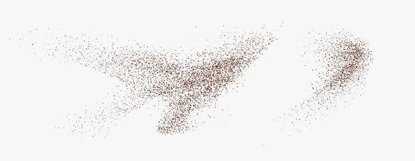 飞咖啡或巧克力粉 灰尘颗粒在运动 地面飞溅分离的轻背景 矢量说明 — 图库矢量图片