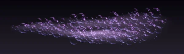 Burbujas Jabón Realistas Con Reflejos Arco Iris Espuma Baño Rosa — Vector de stock