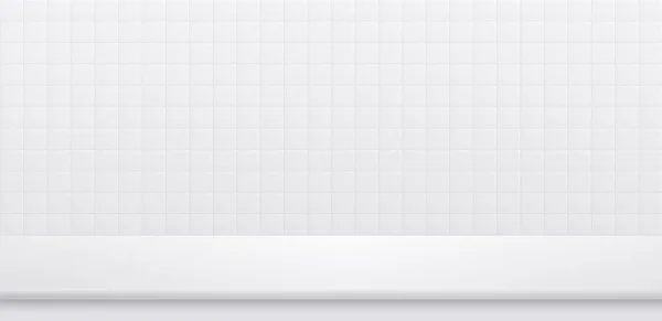 Fehér Fürdőszoba Csempe Fal Fehér Asztal Tetején Tiszta Kerámia Felület — Stock Vector