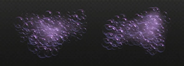 Realistické Mýdlové Bubliny Duhovými Odlesky Růžovou Koupelovou Pěnou Barevnou Duhovou — Stockový vektor