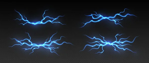Грозова Блискавка Грозовий Удар Реалістична Електрична Блискавка Ефект Вибуху Енергії — стоковий вектор