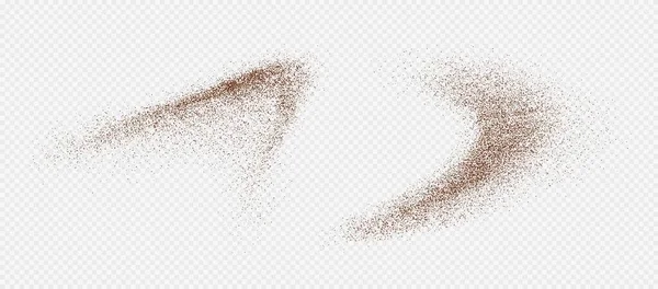 Flying Coffee Chocolate Powder Dust Particles Motion Ground Splash Isolated — Stock Vector