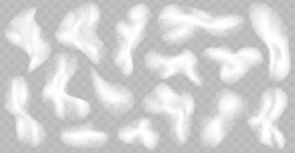 Seifenschaum Stücke Mit Blasen Isoliert Auf Transparentem Hintergrund Draufsicht Auf — Stockvektor