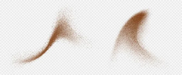 Flying Coffee Chocolate Powder Dust Particles Motion Ground Splash Isolated — Stock Vector