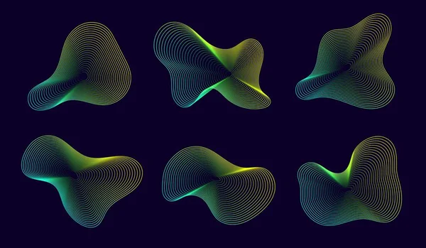 动态非晶态形状 具有梯度的抽象流体形状 由具有混合效果的线条制成的液体形状 矢量现代设计元素 — 图库矢量图片
