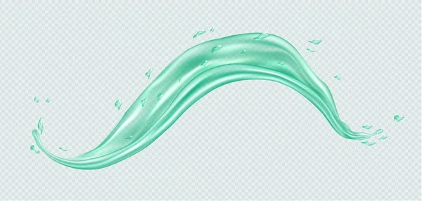 Зеленый Сок Зеленый Чай Маття Огуречный Напиток Прозрачный Поток Жидкости — стоковый вектор