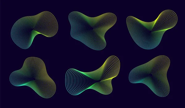 动态非晶态形状 具有梯度的抽象流体形状 由具有混合效果的线条制成的液体形状 矢量现代设计元素 — 图库矢量图片