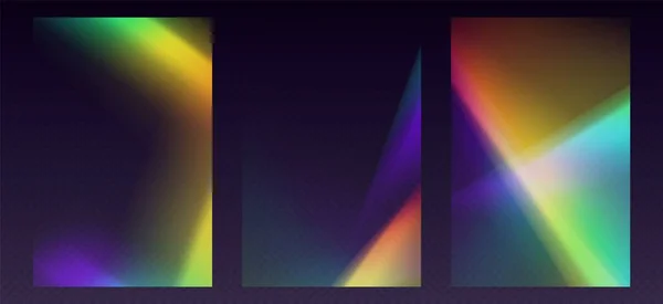 クリスタル屈折オーバーレイ リークフレア 虹の日光効果 ポスターやソーシャルメディアのホログラフィック反射 ぼやけた光線 ヴィンテージカメラのグレア ベクターイラスト — ストックベクタ
