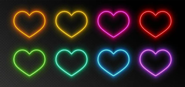 Neonfarbene Herzrahmen Leuchtende Grenzen Gesetzt Lebendige Valentinstagsdekoration Moderne Schildersammlung Helle lizenzfreie Stockvektoren