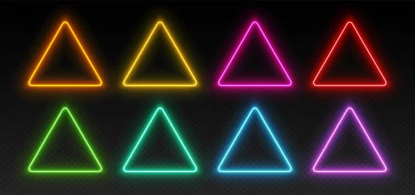 Neon Dreieck Rahmen Glühende Grenzen Gesetzt Bunte Futuristische Designelemente Lebendig Vektorgrafiken